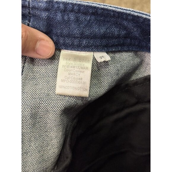 RAG & BONE Racer Denim Mini Skirt Zip Preppy Academia Grunge Gothic Party Sz 27 - Picture 5 of 8